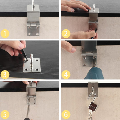 4 Inch Door Lock Latch Padlock Hasp Set, Stainless Steel Safety Right Angle Padlock Hasp Locking Latch with Screws for