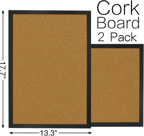 OWLKELA 2 Pcs Cork Board, 17.7"X 13.3" Bulletin Board, Vision Board, Notice Pin Board, Ideal for Office & Home Decor, School Message Board by OWLKELA