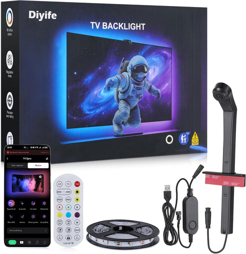 Diyife 16.4ft TV LED Backlight with AR Sensors Sync to 65-75 Inch