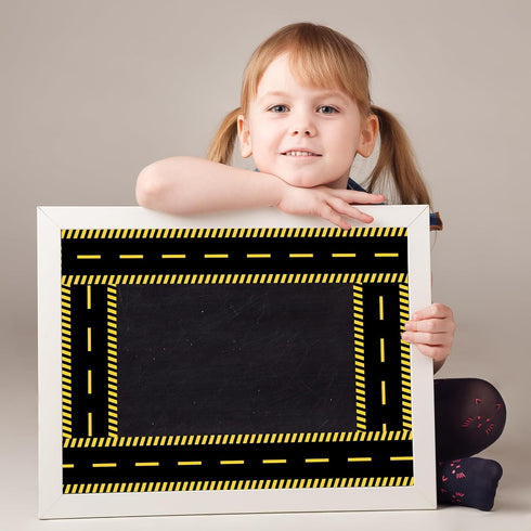 Whaline 32.8ft Construction Theme Bulletin Board Borders Black Yellow Stripe Die-Cut Rolled Trim for School Office Decor