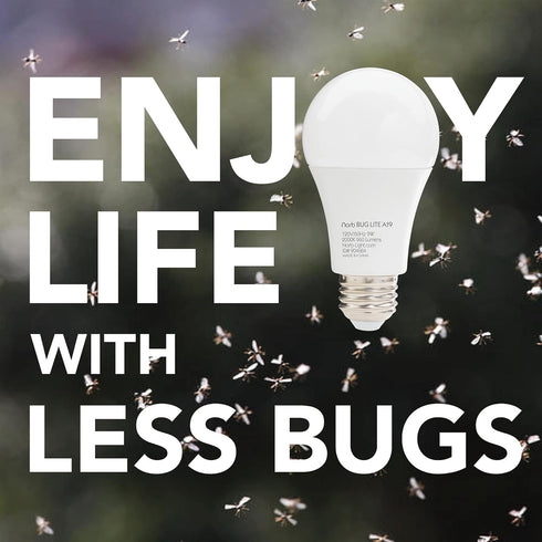 Norb Bug Reduction Light Bulb BUG LITE 9W LED. Indoor/Outdoor Amber Lights for Keeping Bugs Away from Garage, Porch, Patio, Deck, Campsite. Doubles as Security Light (Anti Bug 4-Pack). by Norb