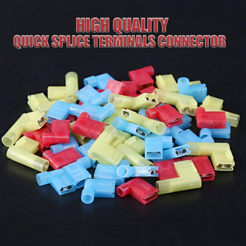 Hilitchi 110pcs 22-18 18-14 12-10 Gauge Nylon Flag Spade Female Insulated Quick Disconnects Connector Assortment