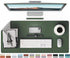 RENMTURE Double-Sided Faux Leather Desk Mat, Large Mouse Pad for Home and Office Organization (Green/Gray, 36"x17")