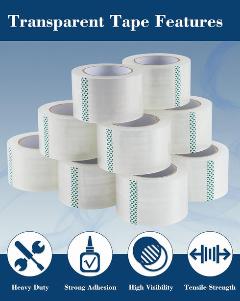 Lichamp Heavy Duty Packing Tape 12 Rolls, Wide 3 in. x 90 Yd., 3 Mil Thick Clear Commercial Grade Packaging Tape for