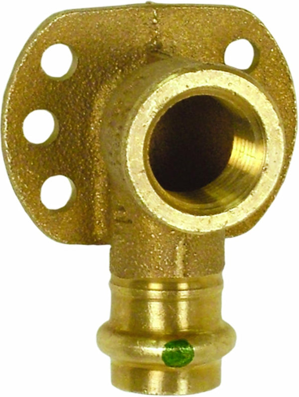 Viega 79190 ProPress Zero Lead Bronze 90-Degree Elbow Drop with Wall Plate, 1/2-Inch Female NPT