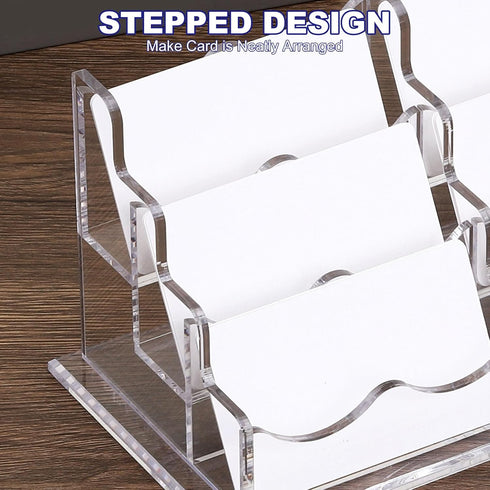 PATIKIL Business Card Holder for Desk, 3 Tiers 9 Slots Clear Acrylic Card Stand Organizer for Office Exhibition