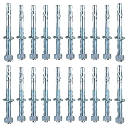 1/4"x2-1/4" Wedge Anchor by Zinced, Heavy-Duty Fastener for Cement and Concrete (20pcs Pack)