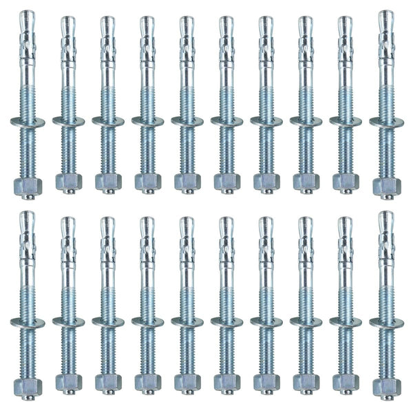1/4"x2-1/4" Wedge Anchor by Zinced, Heavy-Duty Fastener for Cement and Concrete (20pcs Pack)