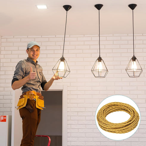 32.8Ft 18/3 MECCANIXITY Twisted Cloth Covered Wire, Cloth Covered Electrical Wire Vintage Industrial Electronic Wire