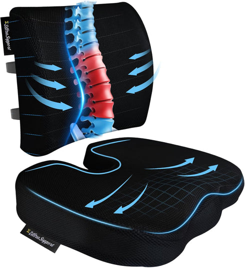 assountgh Seat Cushion &Office Chair Cushion,Lumbar Support Pillow for Office Chair,Ergonomic Memory Foam