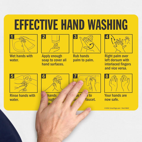 "Effective Hand Washing" Label by SmartSign, 10" x 14" Laminated Vinyl