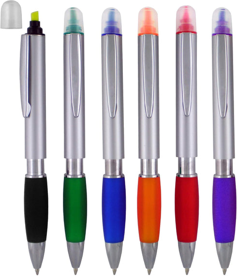 SyPen Ballpoint Pen with Highlighter, Chisel Tips, Pack of 12