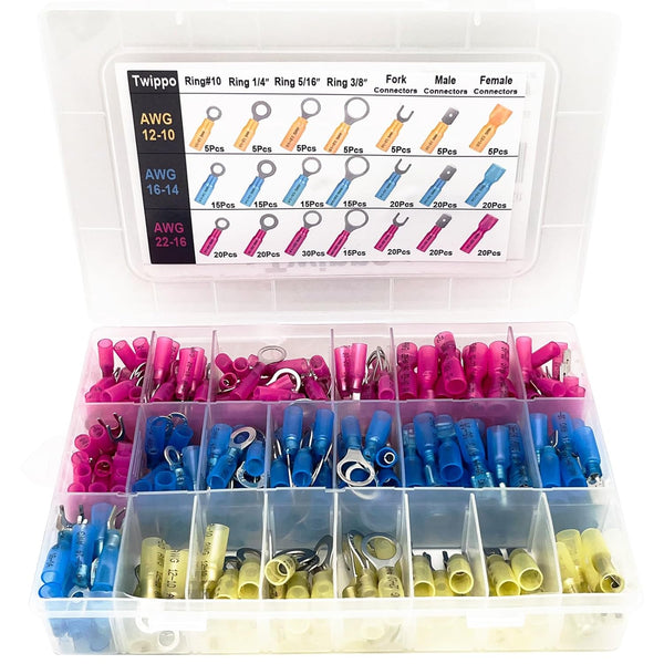 300Pcs Waterproof Heat Shrink Wire Connectors Kit, Automotive Electrical Connector Terminals for Car and Boat
