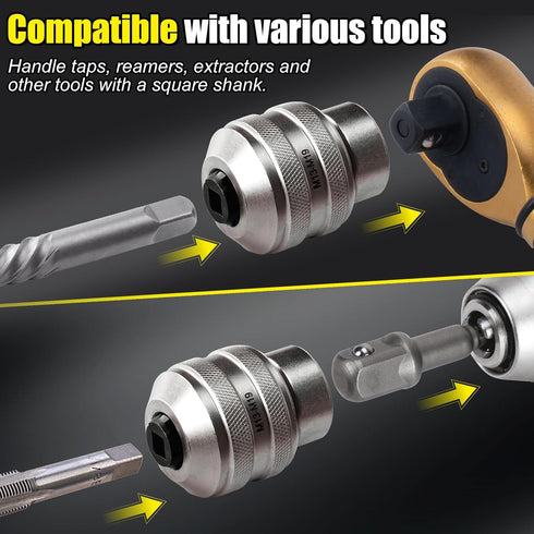 Topec Tap Socket Set, 2-Piece 1/2"DR x M13~M19 Adjustable Tap Chuck Tool with Adapter