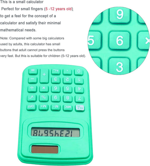 Basic Dual Power Calculator, 8 Digit Silicone Button Desktop Calculator (4 Colors, Set of 8)