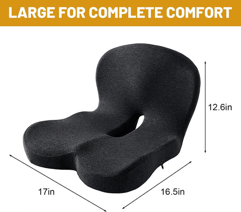 LEAQU Tailbone Memory Foam Office Chair Cushion, L-Shaped Integrated Seat Cushions, Chair Seat Cushion for Lower Back