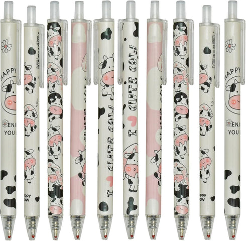 Maydahui 12PCS Cute Milk Cow Gel Pen - Cartoon Animal Pens - Black Ink for Office School Supply