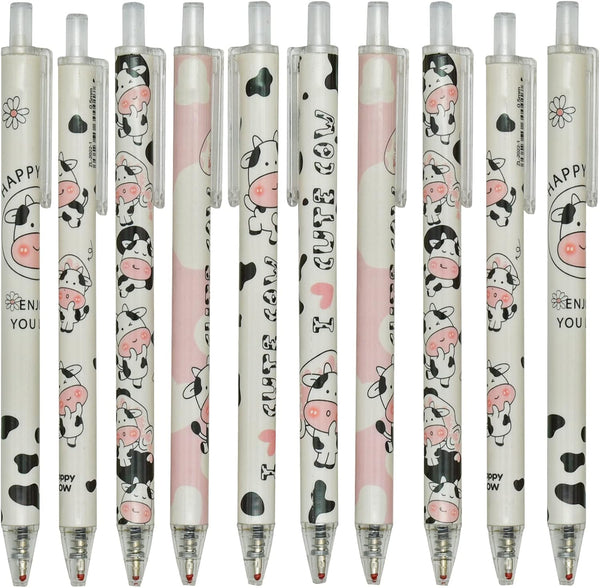 Maydahui 12PCS Cute Milk Cow Gel Pen - Cartoon Animal Pens - Black Ink for Office School Supply