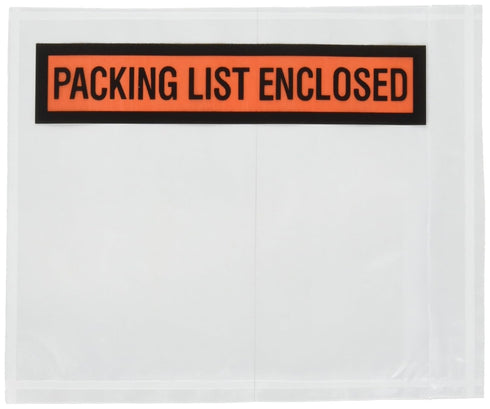 Packing List Envelopes 4.5"x5.5" Pouches Invoice Enclosed Adhesive Bags, Pack of 1000, Clear
