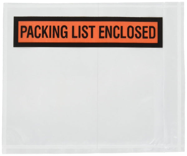 Packing List Envelopes 4.5"x5.5" Pouches Invoice Enclosed Adhesive Bags, Pack of 1000, Clear