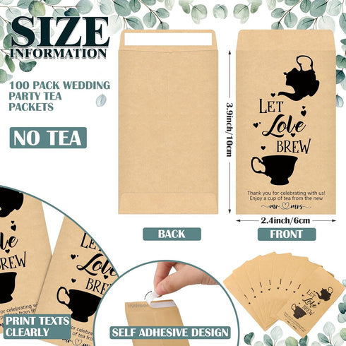 ReliThick 100 Sets Wedding Favors Bulk - 100 Kraft Paper Envelopes, 100 Thank You Cards, 100 Organza Bags (No Tea)