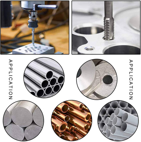 JONMON 8Pcs Metric Tap Set, M3-M12 Hand Screw Thread Plug Taps with Adjustable Reamer Wrench for Woodworking