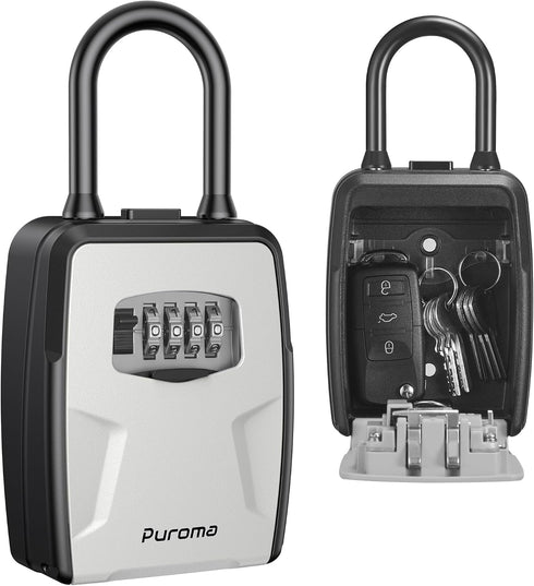 Puroma Large Key Lockbox with Hook, Resettable Combination Code Lock Box, Waterproof
