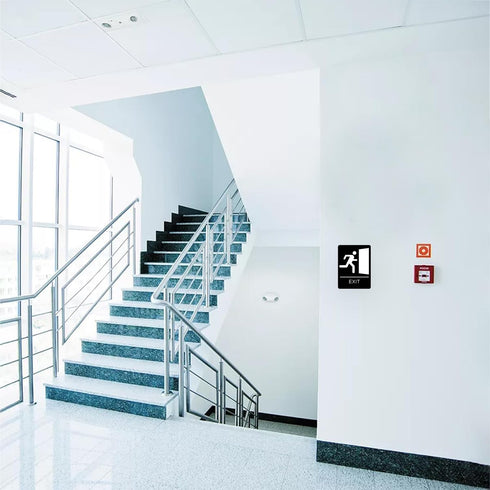 Exit Sign with Braille Grade II for Door & Wall, Comes with Graphical Symbols and Double Sided 3M Tape