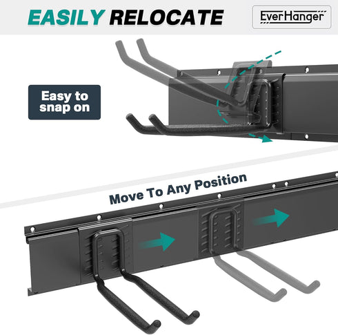 6 450lb, 48inch EVERHANGER Garage Tool Storage Organizer, Wall Mount Garden Tool Rack Organization, Heavy Duty Folding