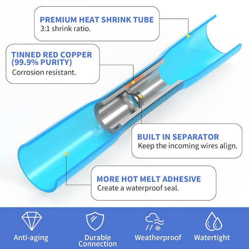 660 PCS Heat Shrink Butt Connectors Qibaok Crimp Electrical Wire Connector Waterproof Insulated for Automotive