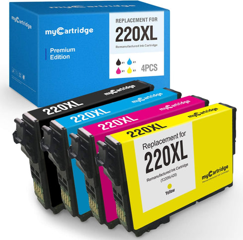 myCartridge Remanufactured Ink Cartridge Replacement for Epson 220, Work with WF-2630, 4-Pack