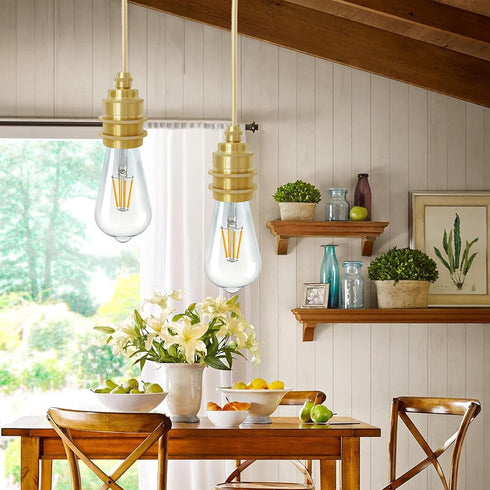 YNDD 3.94ft E26 Bulb Mini Pendant Light Cord Kit, Industrial Retro Gold Pendant Light, Adjustable Woven Hanging Light