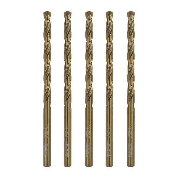 5pcs Cobalt Drill Bits 5/32 Inch – M35 Metal Drill Bit Set, Split Point Tip for Steel, Hard Metal, Cast Iron (5/32" x