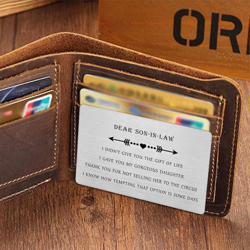 Mother In Law Gifts for Son In Law, Funny Christmas Presents, Wedding Day Gift Wallet Card, Son In Law Birthday Card
