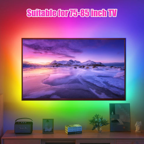 18ft 75-85in, maylit ICRGB TV LED Backlight, Bluetooth LED Lights for TV USB Powered TV Lights Kit with Remote and App