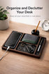 Desk Organizer Tray for Men with Ceramic Pen Holder, Wooden Valet Tray, Minimalist EDC Desk Organizer for Phone