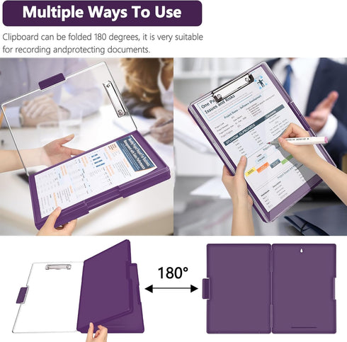 Clipboard with Storage, Heavy Duty Clip Boards 8.5x11 with 2 Storage Cases for Office Supplies