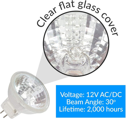 Simba Lighting MR11 Halogen 20W 12V FTD Spotlight Light Bulbs (10 Pack) GU4 Bi-Pin Base, Warm White 2700K Dimmable