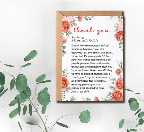 GoGi93Art Thank You For Being A Blessing In My Life Card - Thanksgiving Card - Birthday Greeting - Funny Poem