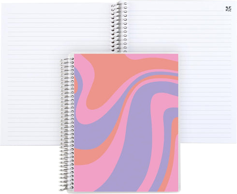 Erin Condren 7x9 Groovy Waves Spiral Notebook | College Ruled Layout for Notes, Journaling, Planning & List-Making, 160