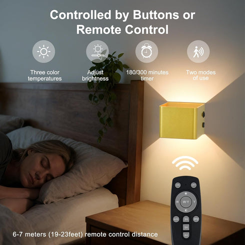 HEIKESZ 4000mAh, Remote,3 Rechargeable Wireless Wall Light, Motion Sensor Indoor Lights, Battery Powered LED Up Down