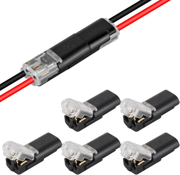 DORHEA 5Pcs 2 Pin Double-Wire Plug-in LED Light Strip Connectors 2pin Low Voltage