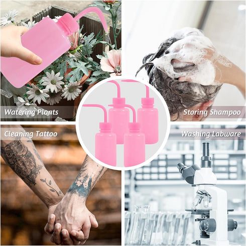 4 Packs 150ml) Tattoo Wash Bottle Water Squirt Squeeze Diffuser Bottles (Pink