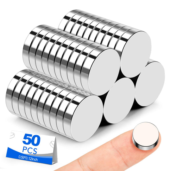 Small Magnets, 50 Pack Refrigerator Magnets 15x3mm Rare Earth Neodymium Magnets for Crafts, Whiteboard, Kitchen Cabinet