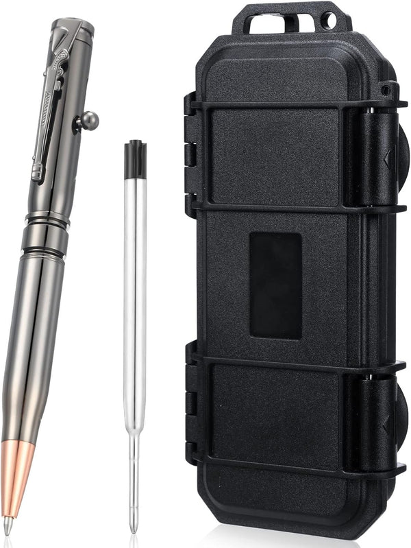 Bolt Action Pen with Gift Box, Metal Ballpoint Solid Pen for Gun Lovers, Black Ink Refills for Dad, Husband Gift (Gray)
