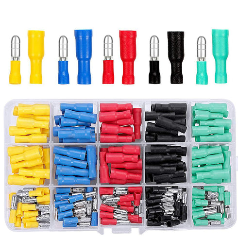 Qibaok Bullet Terminals Wire Connectors Kit, 200 PCS Female & Male Bullet Butt Insulated Waterproof