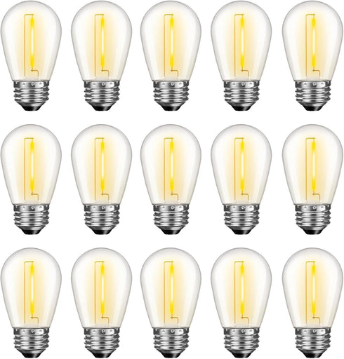 15 Pack Dimmable LED S14 Replacement Light Bulbs, 1W Vintage Edison, E26 Base, 2200K Warm White