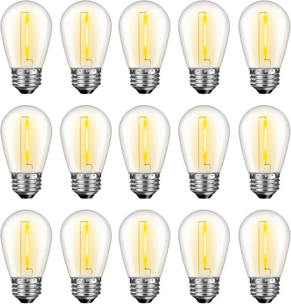 15 Pack Dimmable LED S14 Replacement Light Bulbs, 1W Vintage Edison, E26 Base, 2200K Warm White