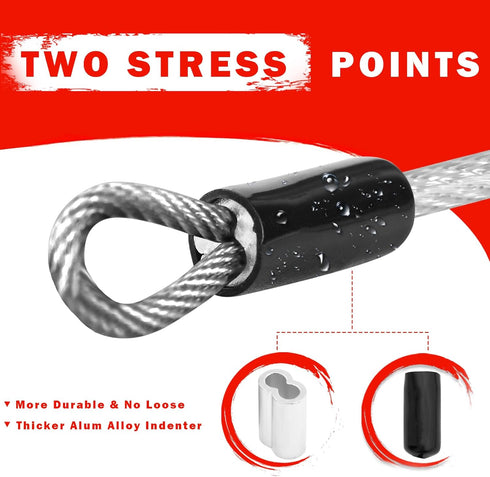 1/8inch 4/6/10/15FT (1 Pack) Stainless Steel Security Cable Luggage Lock Safety Wire Flexible Steel Wire Rope