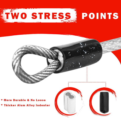 1/8inch 4/6/10/15FT (2 Pack) Stainless Steel Security Cable Luggage Lock Safety Wire Flexible Steel Wire Rope